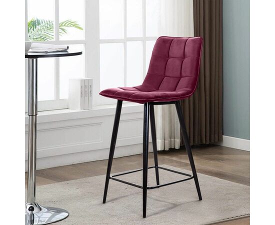 Стул полубарный UNO, бархат красный 16 / чёрный конус | Интернет магазин мебели и декора LifeDekor