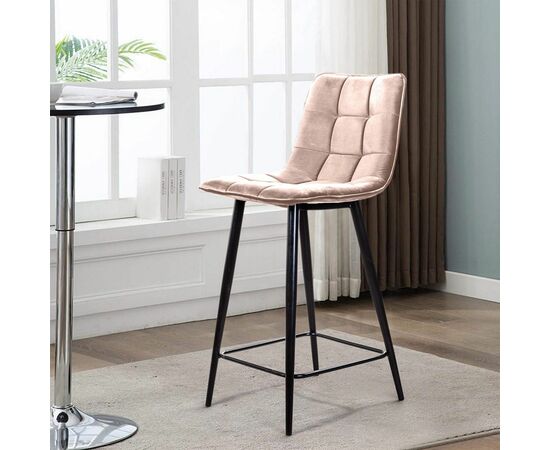 Стул полубарный UNO, бархат бежевый 5 / чёрный конус, изображение 14 | Интернет магазин мебели и декора LifeDekor