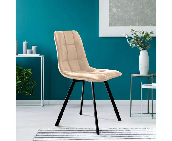 Стул UNO, бархат бежевый 5 / чёрный профиль, изображение 2 | Интернет магазин мебели и декора LifeDekor
