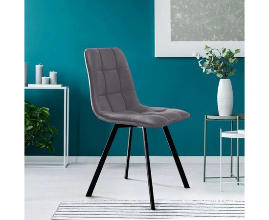 Стул UNO, бархат серый 27/ чёрный профиль, изображение 2 | Интернет магазин мебели и декора LifeDekor