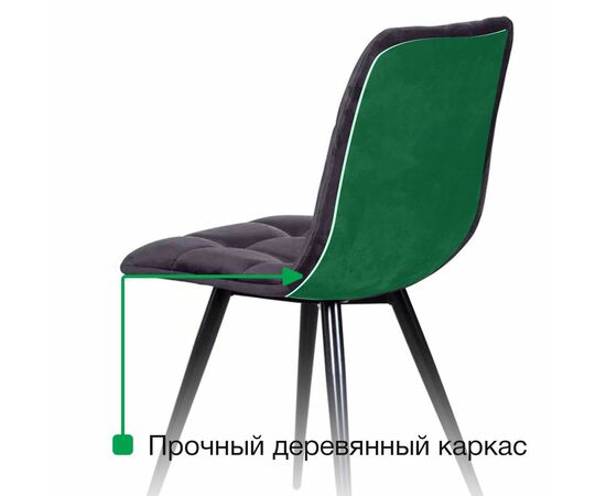 Стул UNO, бархат красный 16 / чёрный профиль, изображение 6 | Интернет магазин мебели и декора LifeDekor