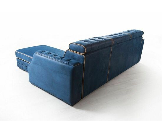 Portofino угловой диван-кровать замша синий, изображение 4 | Интернет магазин мебели и декора LifeDekor