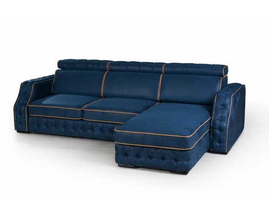 Portofino угловой диван-кровать замша синий, изображение 13 | Интернет магазин мебели и декора LifeDekor