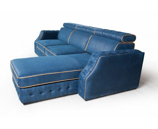 Portofino угловой диван-кровать замша синий, изображение 7 | Интернет магазин мебели и декора LifeDekor