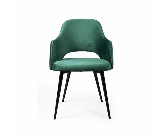 Стул William с подлокотниками, бархат зелёный 19/ черный конус, изображение 2 | Интернет магазин мебели и декора LifeDekor