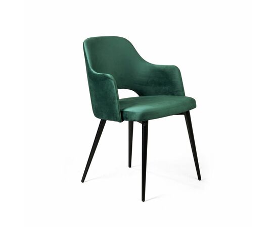 Стул William с подлокотниками, бархат зелёный 19/ черный конус | Интернет магазин мебели и декора LifeDekor
