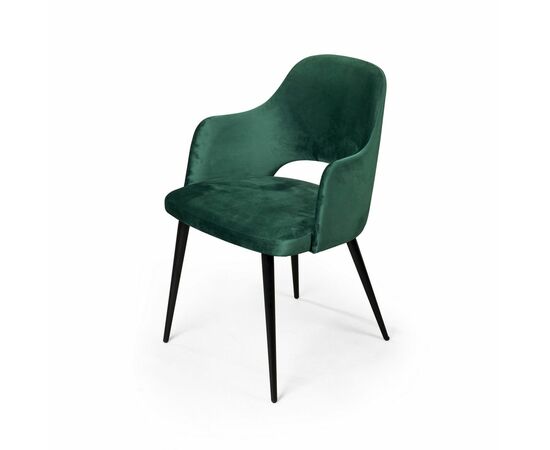 Стул William с подлокотниками, бархат зелёный 19/ черный конус, изображение 6 | Интернет магазин мебели и декора LifeDekor