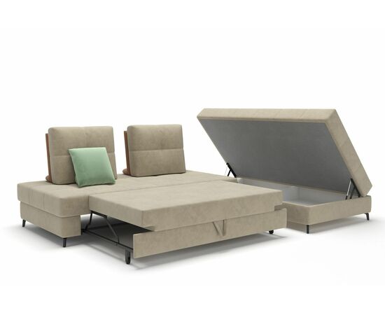 Reef диван-кровать угловой замша бежевый, изображение 5 | Интернет магазин мебели и декора LifeDekor