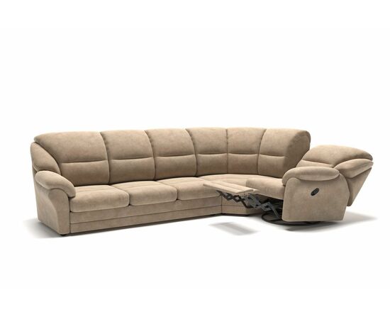 San-Remo угловой диван-кровать с реклайнером велюр бежевый, изображение 2 | Интернет магазин мебели и декора LifeDekor