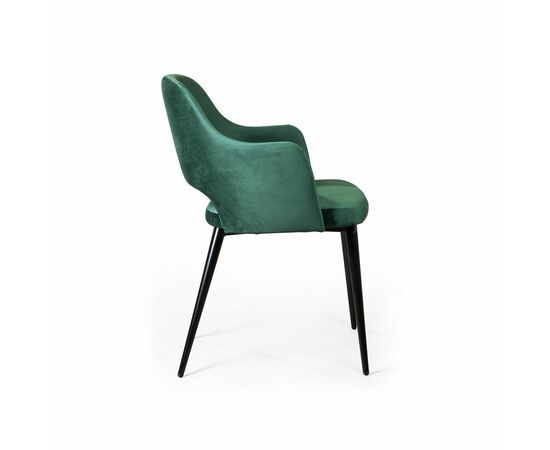 Стул William с подлокотниками, бархат зелёный 19/ черный конус, изображение 3 | Интернет магазин мебели и декора LifeDekor