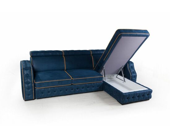 Portofino угловой диван-кровать замша синий, изображение 10 | Интернет магазин мебели и декора LifeDekor