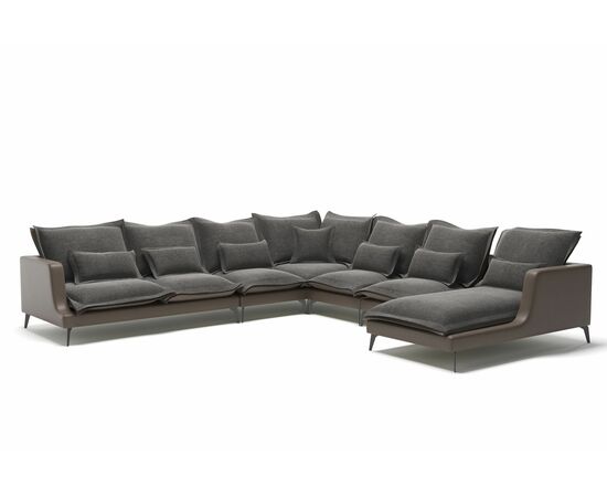 Rey угловой диван с шезлонгом замша серый, изображение 2 | Интернет магазин мебели и декора LifeDekor