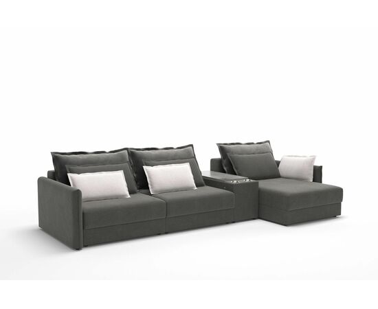 Incanto диван-кровать с шезлонгом бархат серый | Интернет магазин мебели и декора LifeDekor