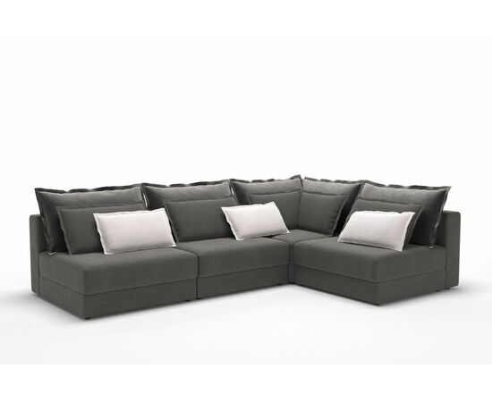 Incanto диван-кровать угловой без подлокотников велюр серый, изображение 2 | Интернет магазин мебели и декора LifeDekor