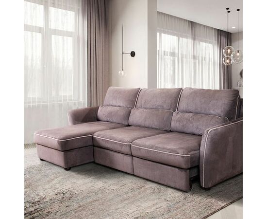 Marco диван-кровать с шезлонгом замша серый, изображение 6 | Интернет магазин мебели и декора LifeDekor