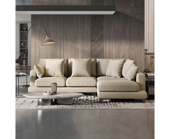 Oscar диван малый с терминальным углом рогожка бежевый, изображение 4 | Интернет магазин мебели и декора LifeDekor