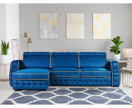 Portofino угловой диван-кровать замша синий, изображение 15 | Интернет магазин мебели и декора LifeDekor