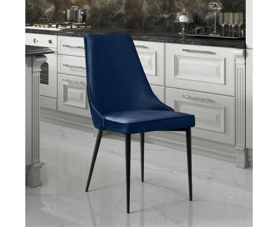 Стул Oliver, бархат синий 29/ чёрный конус | Интернет магазин мебели и декора LifeDekor