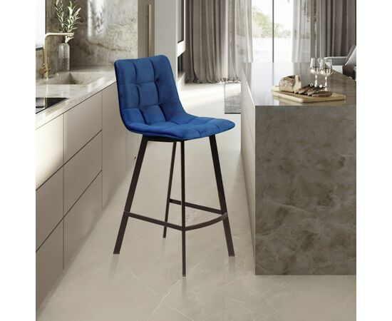 Стул полубарный UNO, бархат синий 29 / черный профиль | Интернет магазин мебели и декора LifeDekor
