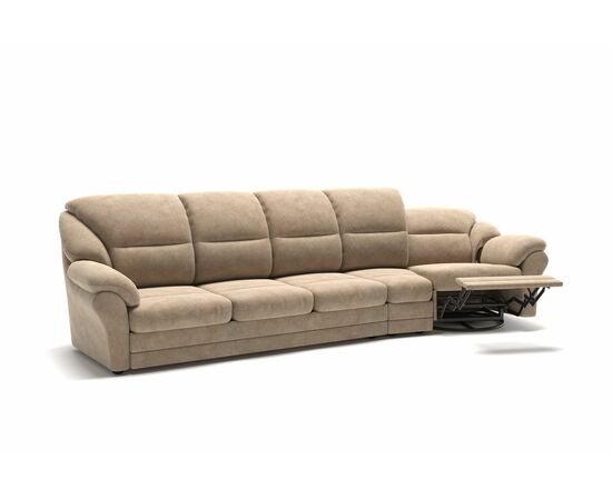 San-Remo диван-кровать с реклайнером и радиусным модулем велюр бежевый, изображение 4 | Интернет магазин мебели и декора LifeDekor