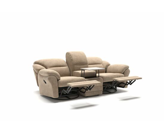 San-Remo диван 2 реклайнера и бар велюр бежевый, изображение 3 | Интернет магазин мебели и декора LifeDekor