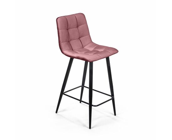 Стул полубарный UNO, бархат пудровый 15 / чёрный конус, изображение 2 | Интернет магазин мебели и декора LifeDekor