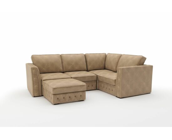 Budapest диван-кровать угловой с пуфом, замша бежевый | Интернет магазин мебели и декора LifeDekor