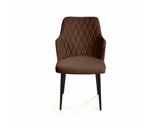 Стул с подлокотниками Hunt ромб, бархат коричневый 12 / чёрный конус, изображение 3 | Интернет магазин мебели и декора LifeDekor