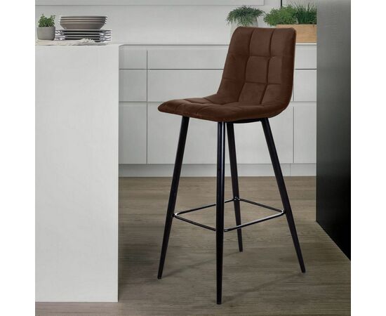 Стул барный UNO, бархат коричневый 12/ чёрный конус | Интернет магазин мебели и декора LifeDekor