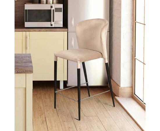 Стул полубарный Albert, бархат бежевый 5/опора конус, изображение 8 | Интернет магазин мебели и декора LifeDekor