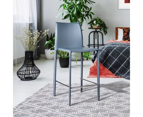 Стул полубарный Rolf, кожа антрацит, изображение 9 | Интернет магазин мебели и декора LifeDekor