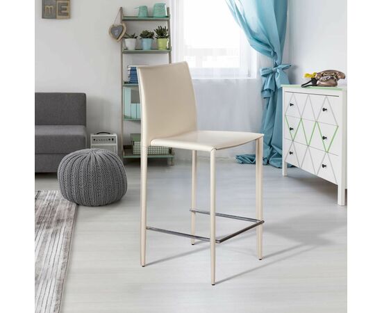 Стул полубарный Rolf, кожа бежевый, изображение 9 | Интернет магазин мебели и декора LifeDekor