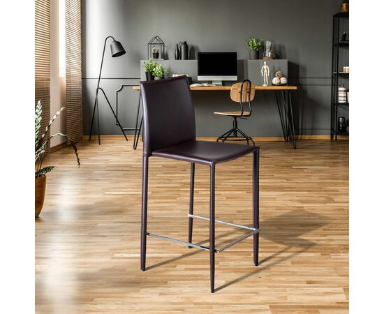 Стул полубарный Rolf, кожа коричневый, изображение 2 | Интернет магазин мебели и декора LifeDekor