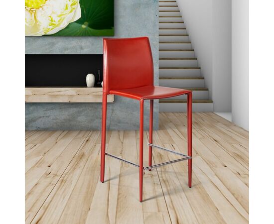 Стул полубарный Rolf, кожа ретро-красный, изображение 8 | Интернет магазин мебели и декора LifeDekor