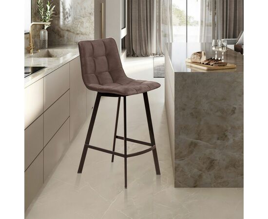 Стул полубарный UNO, бархат коричневый 12/ чёрный профиль | Интернет магазин мебели и декора LifeDekor