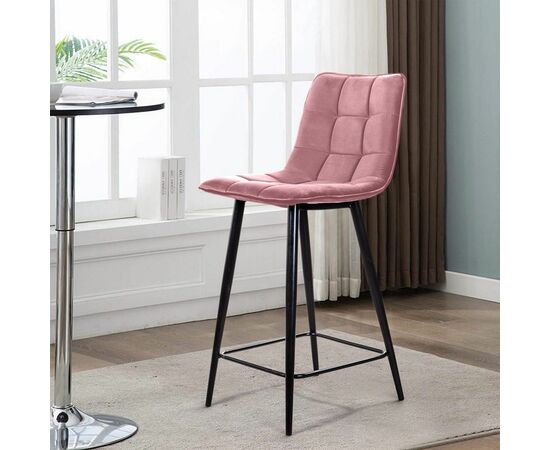 Стул полубарный UNO, бархат пудровый 15 / чёрный конус, изображение 14 | Интернет магазин мебели и декора LifeDekor