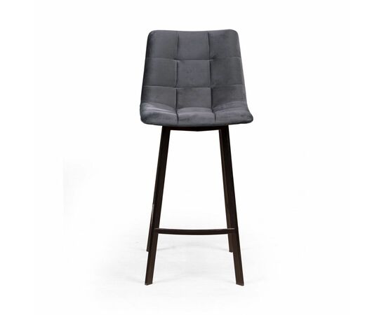 Стул полубарный UNO, бархат серый 27 / чёрный профиль, изображение 3 | Интернет магазин мебели и декора LifeDekor