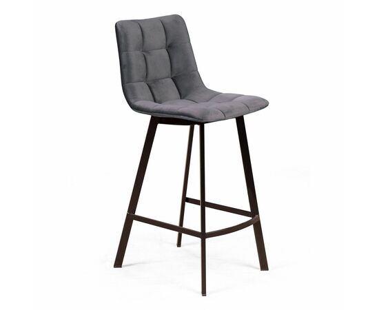 Стул полубарный UNO, бархат серый 27 / чёрный профиль, изображение 2 | Интернет магазин мебели и декора LifeDekor