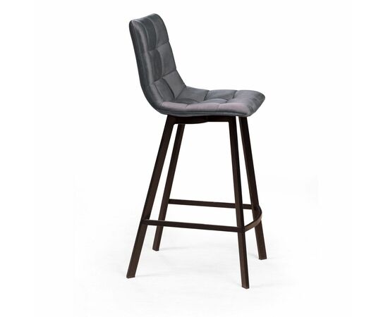 Стул полубарный UNO, бархат серый 27 / чёрный профиль, изображение 4 | Интернет магазин мебели и декора LifeDekor