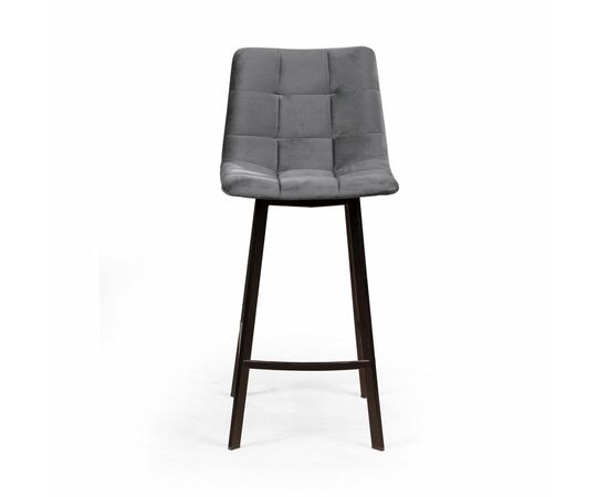 Стул полубарный UNO, бархат светло-серый 26/ чёрный профиль, изображение 3 | Интернет магазин мебели и декора LifeDekor