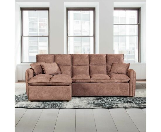 Rio диван-кровать с шезлонгом, замша camel, изображение 2 | Интернет магазин мебели и декора LifeDekor