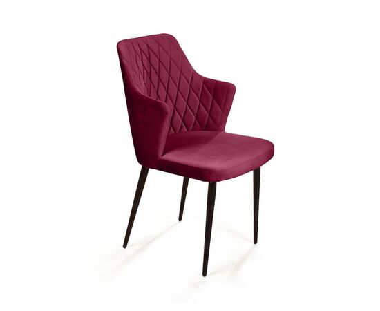 Стул с подлокотниками Hunt ромб, бархат красный 16 / чёрный конус | Интернет магазин мебели и декора LifeDekor