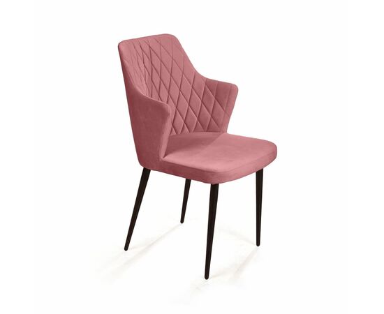 Стул с подлокотниками Hunt ромб, бархат пудровый 15 / чёрный конус | Интернет магазин мебели и декора LifeDekor