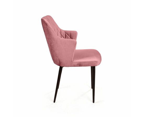 Стул с подлокотниками Hunt ромб, бархат пудровый 15 / чёрный конус, изображение 4 | Интернет магазин мебели и декора LifeDekor