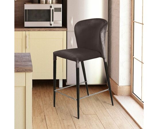 Стул полубарный Albert, бархат антрацит 14/опора конус | Интернет магазин мебели и декора LifeDekor