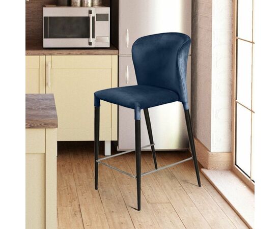 Стул полубарный Albert, бархат синий 29 /опора конус | Интернет магазин мебели и декора LifeDekor