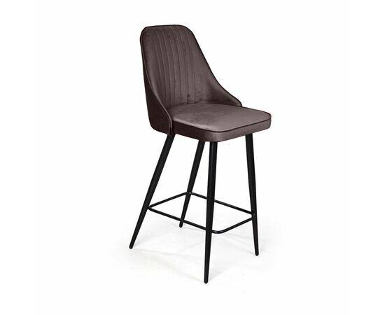 Стул полубарный Berg, бархат антрацит 14/ чёрный конус | Интернет магазин мебели и декора LifeDekor