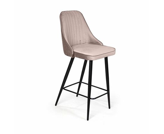Стул полубарный Berg, бархат пепельно-бежевый 25/ чёрный конус | Интернет магазин мебели и декора LifeDekor
