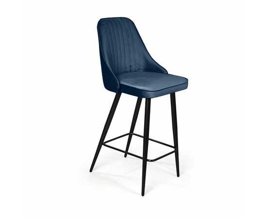 Стул полубарный Berg, бархат синий 29/ чёрный конус | Интернет магазин мебели и декора LifeDekor