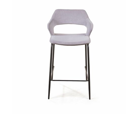 Стул полубарный Woddy, бархат серый, изображение 3 | Интернет магазин мебели и декора LifeDekor